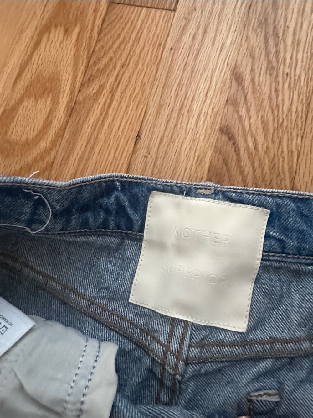MOTHER Women Boyfriend Jeans - Light Blue Denim with Cream Patch